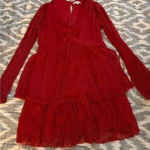 Francesca's Collections Red Pleated Dress